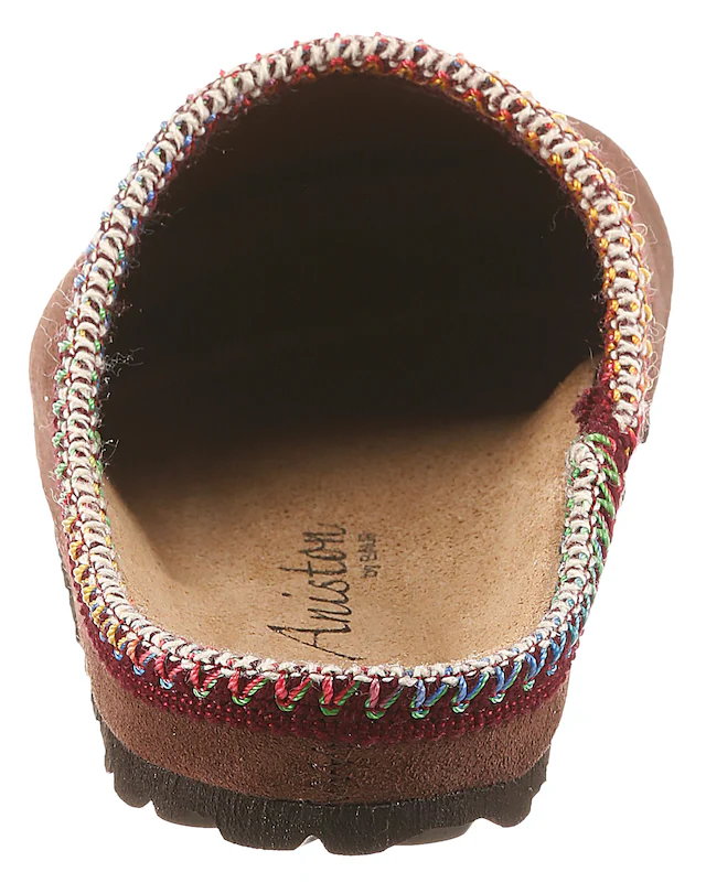 Aniston SHOES Clog Schlupfschuh, Hausschuh mit farbenfroher Ziernaht - NEUE KOLLEKTION