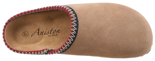 Aniston SHOES Clog Schlupfschuh, Hausschuh mit farbenfroher Ziernaht - NEUE KOLLEKTION