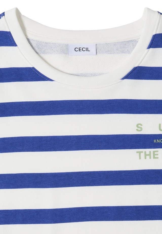 Cecil Kurzarmshirt Sommershirt mit Streifen und Wording-Detail