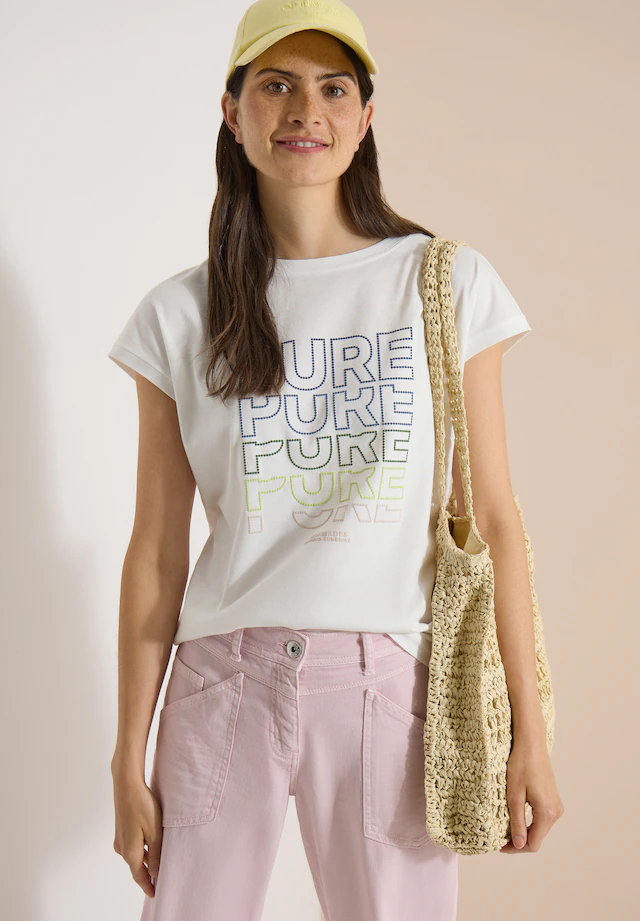 Cecil Kurzarmshirt Sommershirt mit Boat Neck und Frontprint