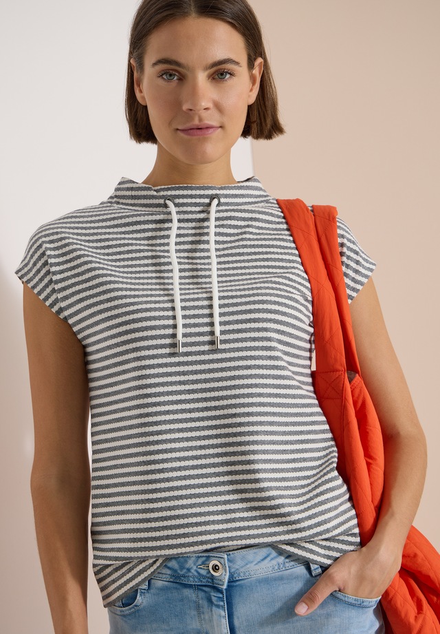 Cecil Kurzarmshirt Sommershirt mit Funnel Neck und Streifen
