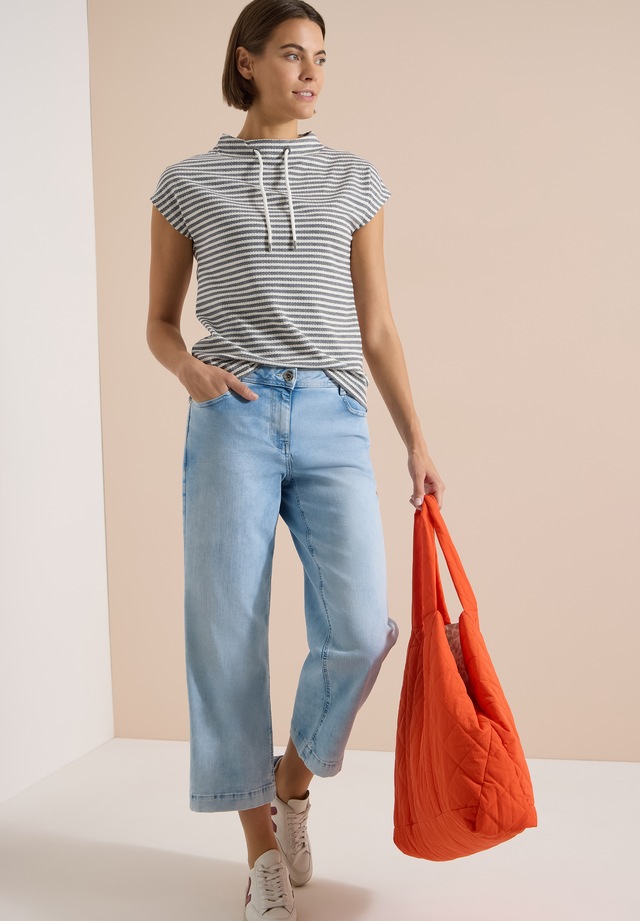 Cecil Kurzarmshirt Sommershirt mit Funnel Neck und Streifen