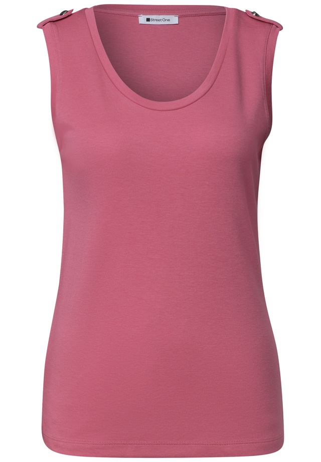 STREET ONE Shirttop Sommertop mit V-Neck und Knopfdetail