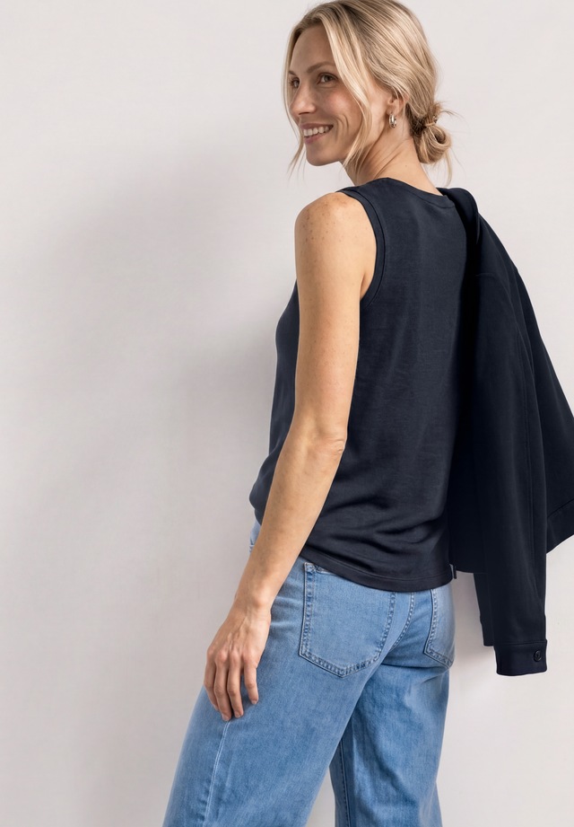 STREET ONE Shirttop Sommertop mit V-Neck und Knopfdetail