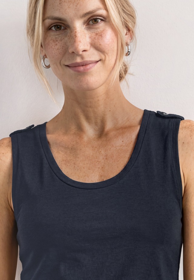 STREET ONE Shirttop Sommertop mit V-Neck und Knopfdetail