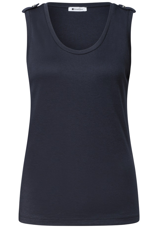 STREET ONE Shirttop Sommertop mit V-Neck und Knopfdetail