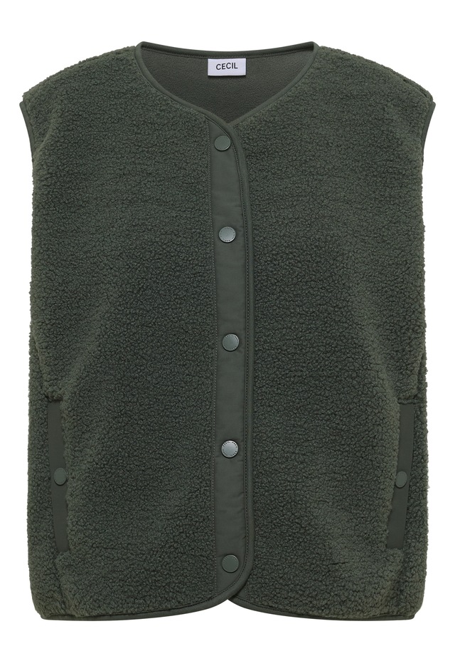 Cecil Plüschweste Softshelldetails, V-Ausschnitt, unifarben