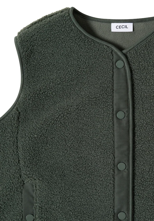 Cecil Plüschweste Softshelldetails, V-Ausschnitt, unifarben