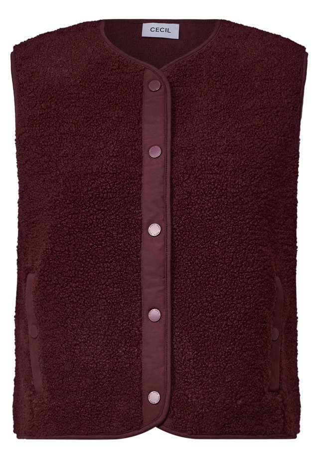 Cecil Plüschweste Softshelldetails, V-Ausschnitt, unifarben