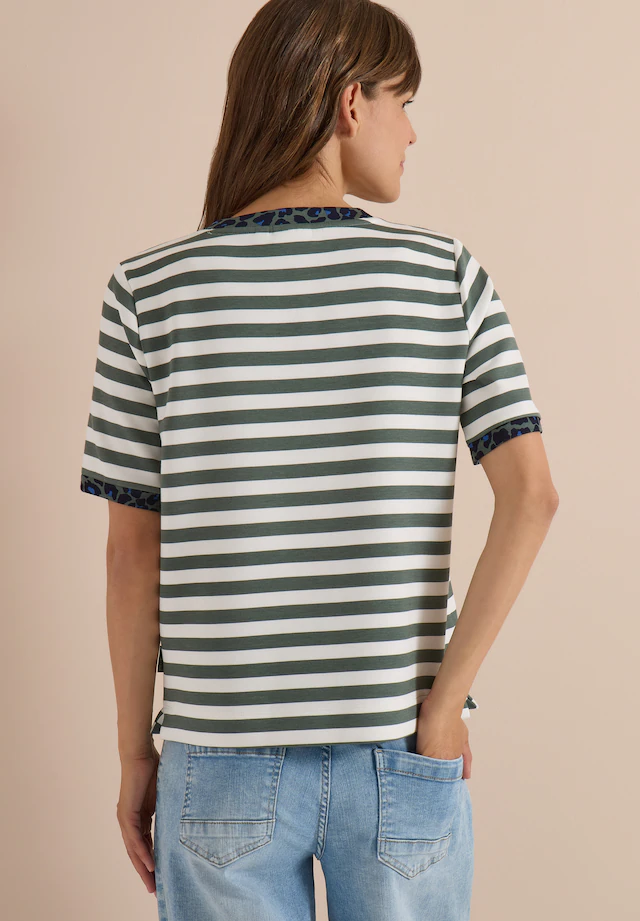 Cecil T-Shirt mit Animal-Print Details, Softer Viskosemix, Rundhals