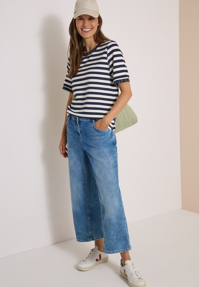 Cecil T-Shirt mit Animal-Print Details, Softer Viskosemix, Rundhals