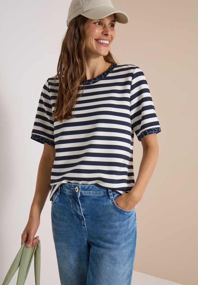 Cecil T-Shirt mit Animal-Print Details, Softer Viskosemix, Rundhals