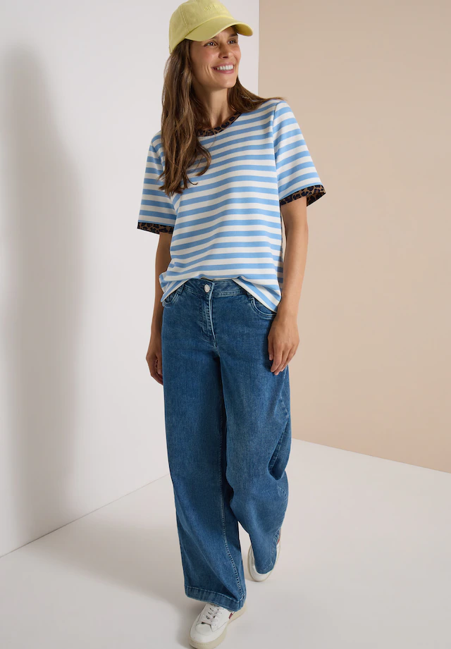 Cecil T-Shirt mit Animal-Print Details, Softer Viskosemix, Rundhals