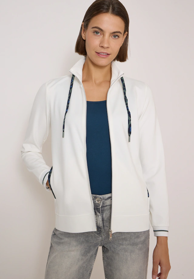 Cecil Sweatjacke mit Animal-Print Details, Stehkragen, Viskosemix