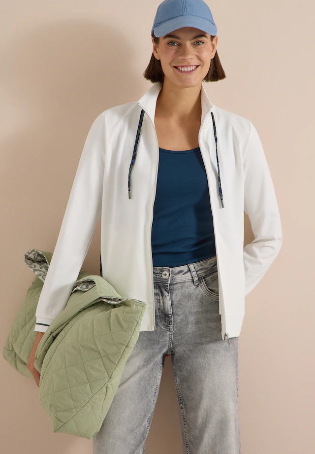 Cecil Sweatjacke mit Animal-Print Details, Stehkragen, Viskosemix