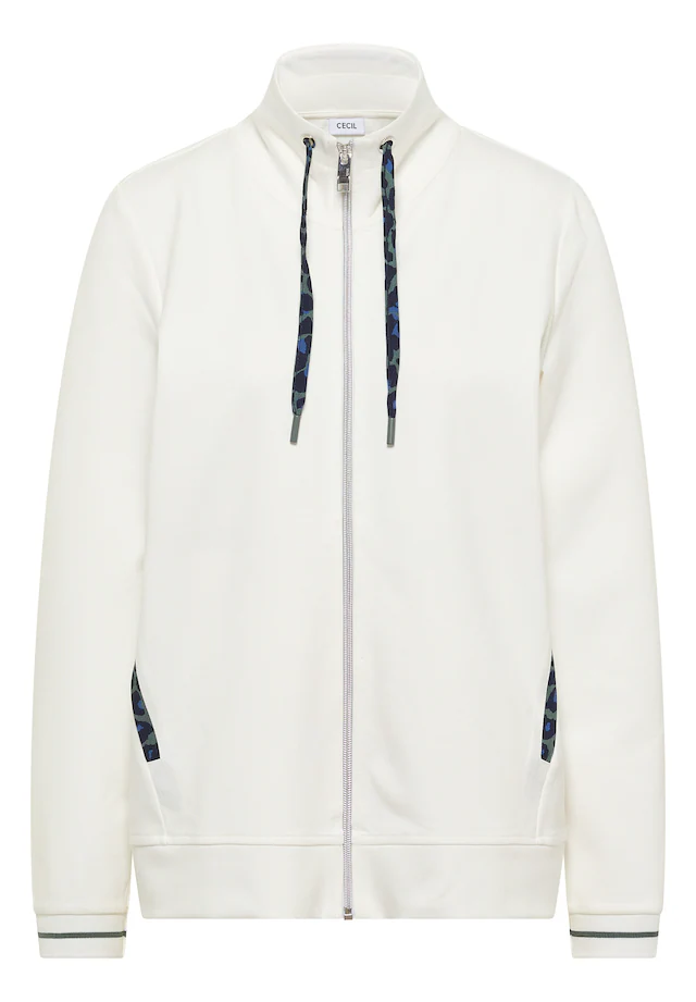 Cecil Sweatjacke mit Animal-Print Details, Stehkragen, Viskosemix