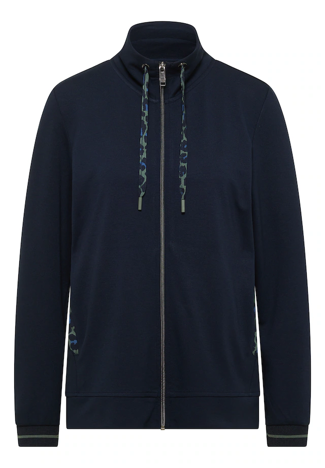 Cecil Sweatjacke mit Animal-Print Details, Stehkragen, Viskosemix