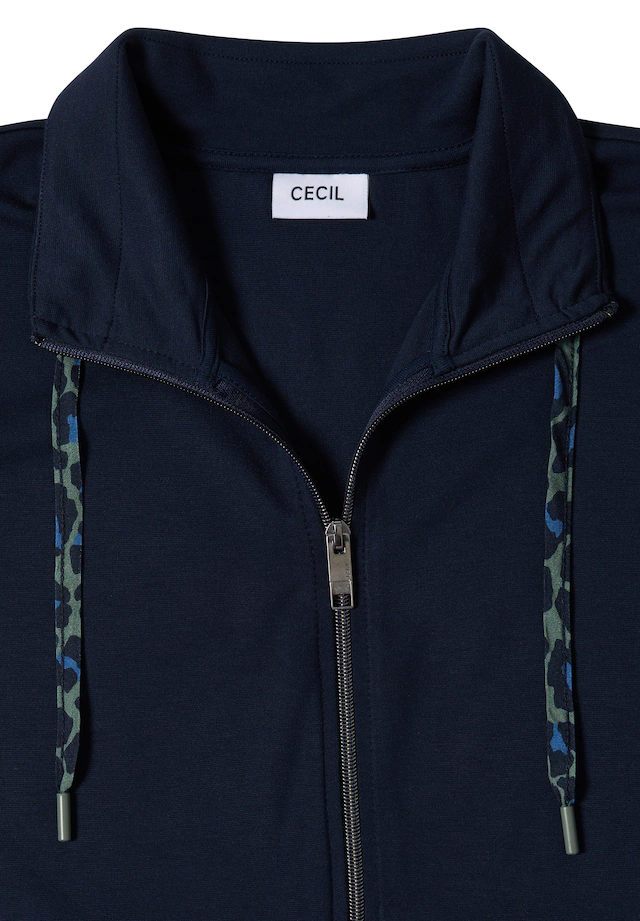 Cecil Sweatjacke mit Animal-Print Details, Stehkragen, Viskosemix
