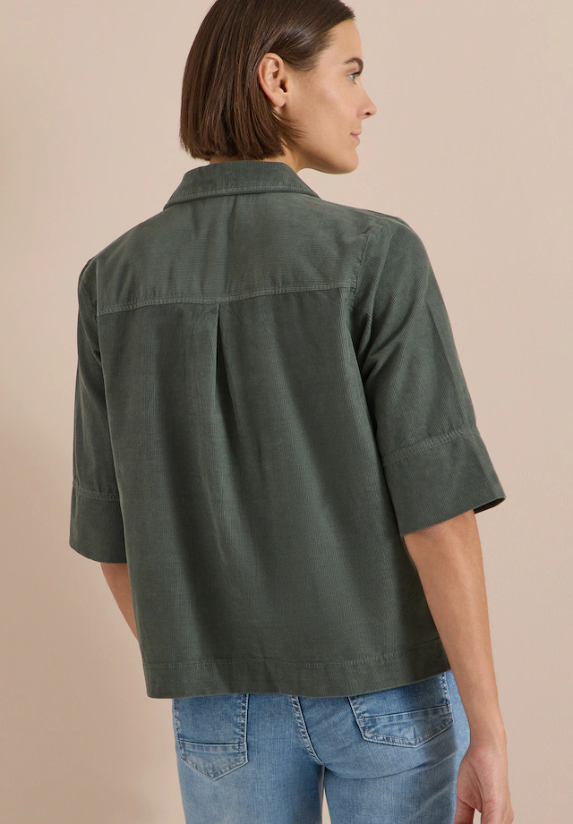 Cecil Kurzarmbluse Sommerbluse aus Cord mit Leo-Brusttasche