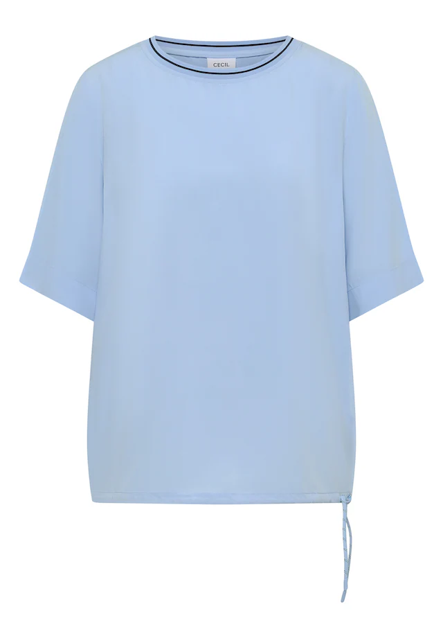 Cecil Shirtbluse Streifendetail am Ausschnitt, Viskosequalität