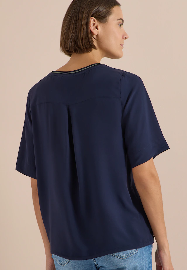 Cecil Shirtbluse Streifendetail am Ausschnitt, Viskosequalität