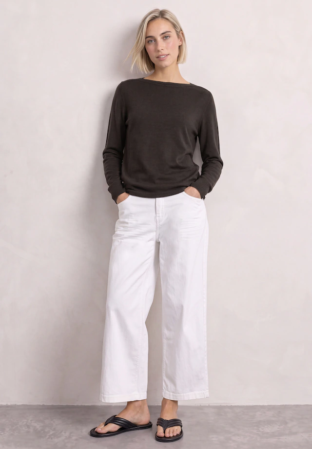 STREET ONE Strickpullover Feinstrick mit U-Boot-Ausschnitt / Viskose
