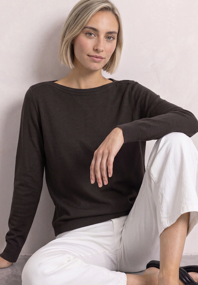 STREET ONE Strickpullover Feinstrick mit U-Boot-Ausschnitt / Viskose