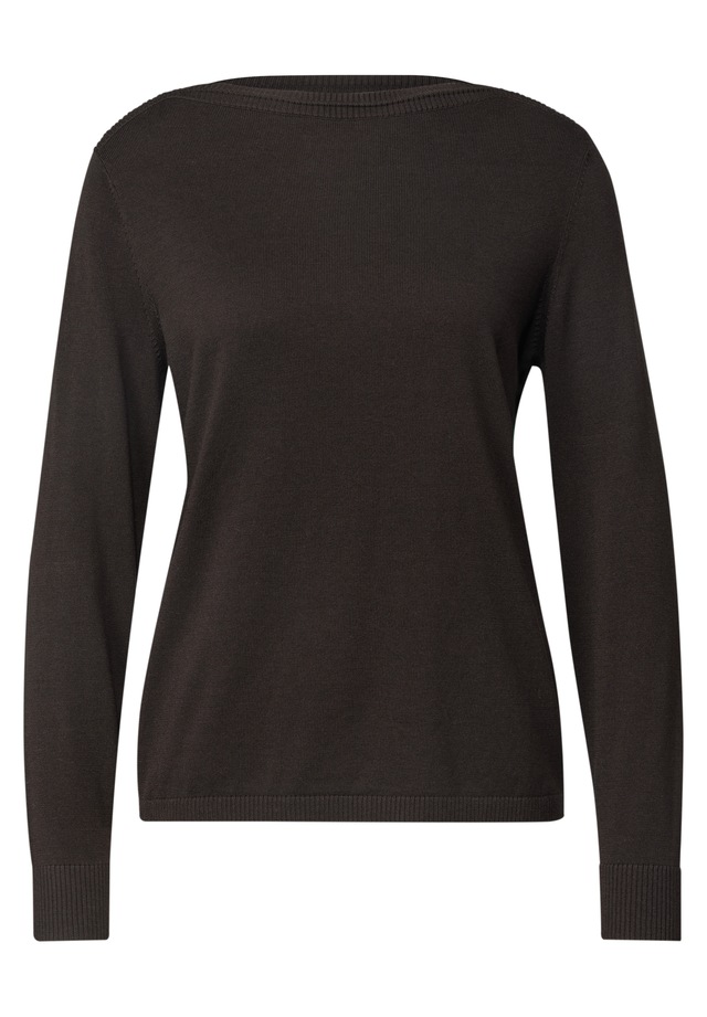 STREET ONE Strickpullover Feinstrick mit U-Boot-Ausschnitt / Viskose