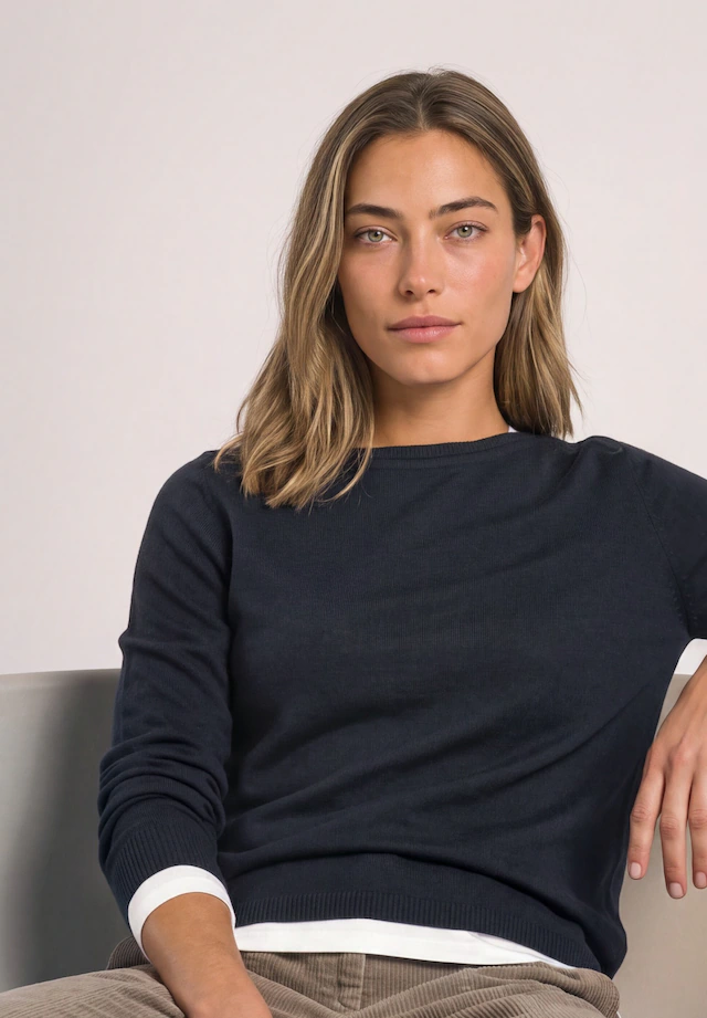 STREET ONE Strickpullover Feinstrick mit U-Boot-Ausschnitt / Viskose