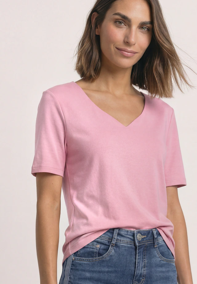 STREET ONE T-Shirt »Style Ada« Sommershirt mit Herzausschnitt