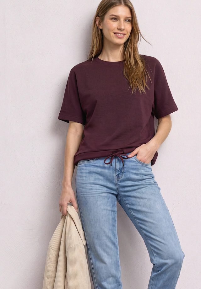 STREET ONE T-Shirt mit Tunnelzug am Saum, im Silk-Look