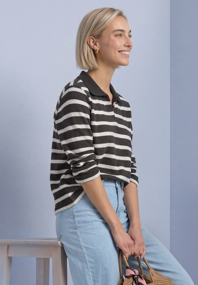 STREET ONE Poloshirt mit Streifenmuster