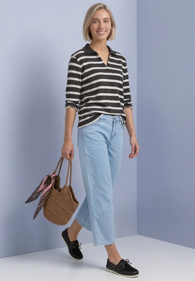 STREET ONE Poloshirt mit Streifenmuster