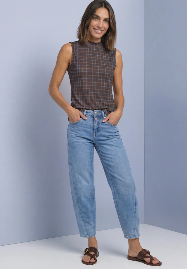 STREET ONE Mesh-Top Turtle Neck Sommer-Top aus Mesh mit Print