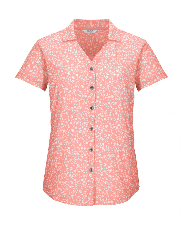 Killtec Funktionshemd »KOS 86 WMN WVN SHRT« Schnelltrocknende Damenbluse mit floralem Print und Zierriegeln