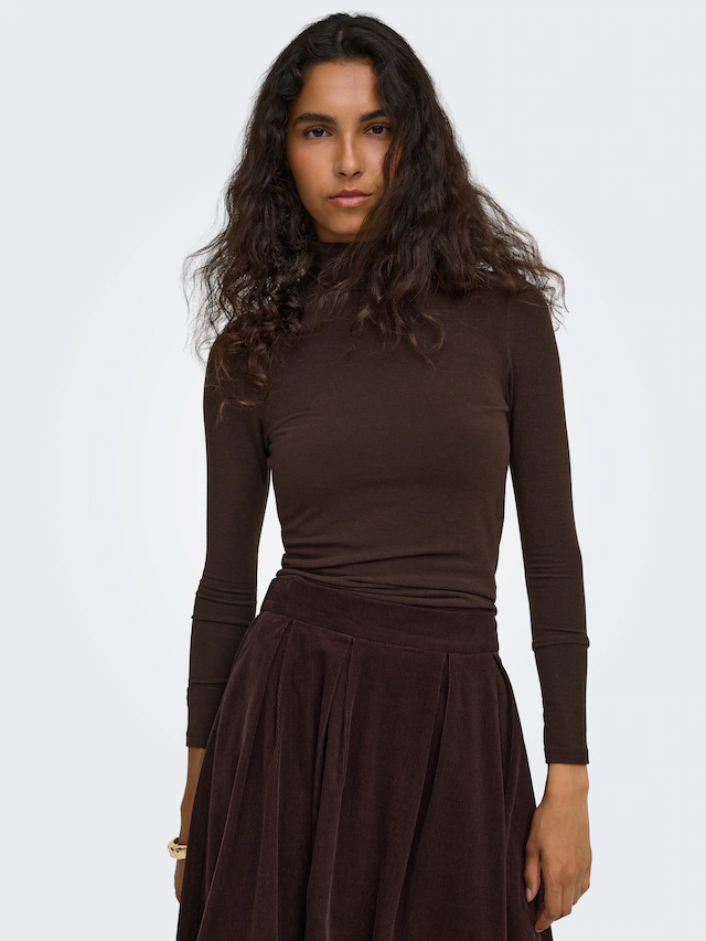 ONLY Rollkragenshirt »ONLGLAMOUR L/S ROLL-NECK TOP JRS NOOS« Materialmix, slim fit