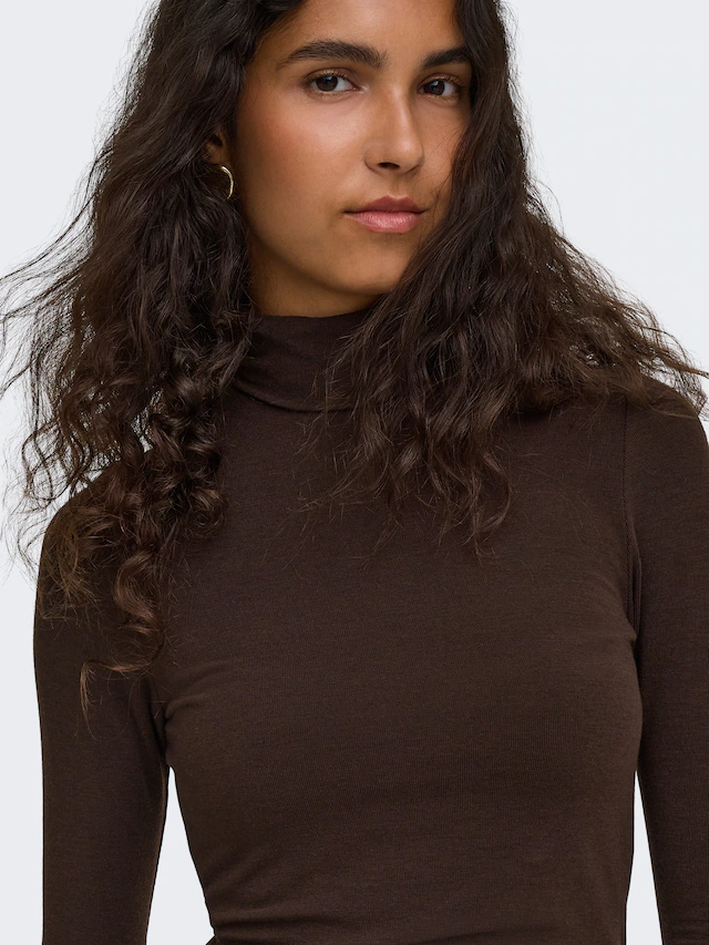 ONLY Rollkragenshirt »ONLGLAMOUR L/S ROLL-NECK TOP JRS NOOS« Materialmix, slim fit