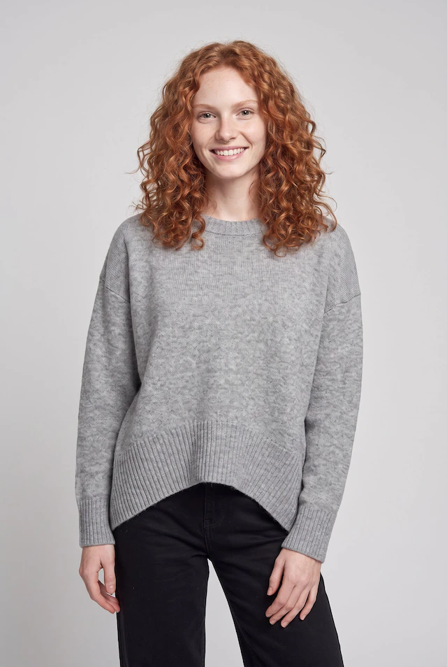 ONLY Rundhalspullover »ONLALIVIA LS HIGH-LOW O-NECK NOOS KNT« Materialmix, regular fit