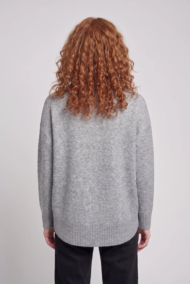 ONLY Rundhalspullover »ONLALIVIA LS HIGH-LOW O-NECK NOOS KNT« Materialmix, regular fit