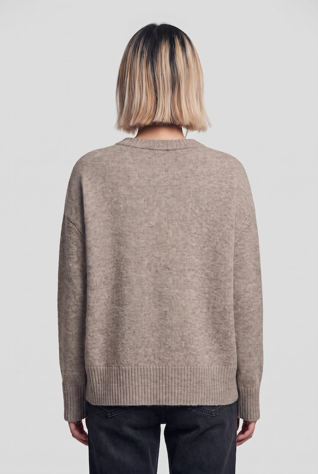 ONLY Rundhalspullover »ONLALIVIA LS HIGH-LOW O-NECK NOOS KNT« Materialmix, regular fit