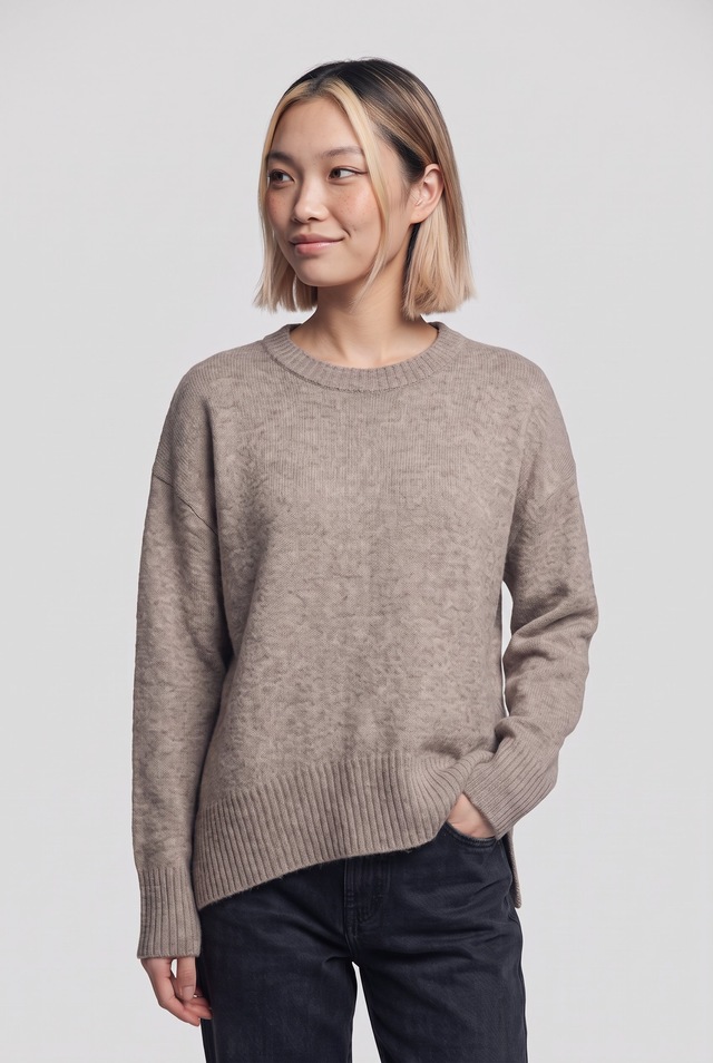 ONLY Rundhalspullover »ONLALIVIA LS HIGH-LOW O-NECK NOOS KNT« Materialmix, regular fit