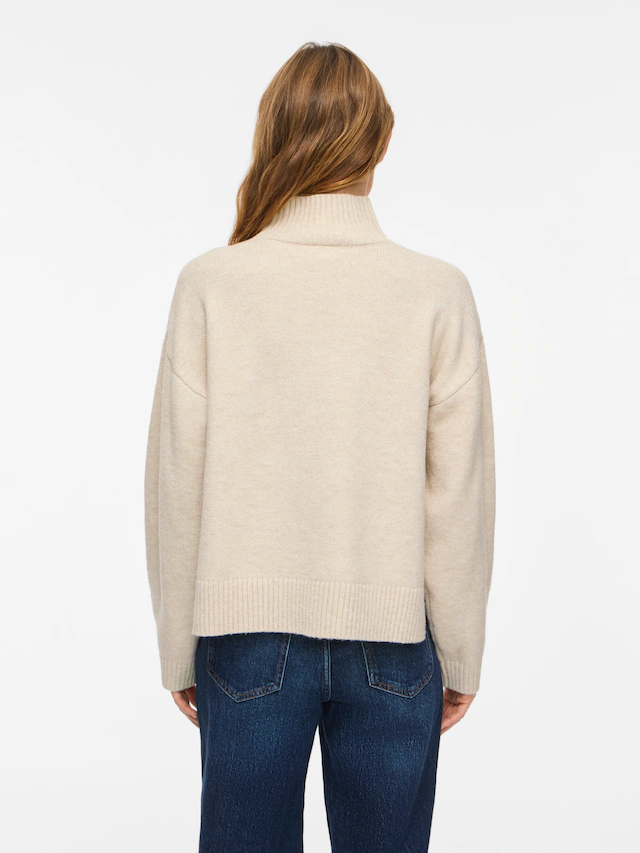 Vila Strickpullover »VISIA L/S HIGH NECK KNIT PULLOVER-NOOS« Materialmix, oversize