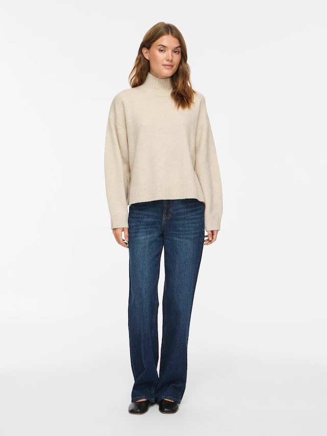 Vila Strickpullover »VISIA L/S HIGH NECK KNIT PULLOVER-NOOS« Materialmix, oversize