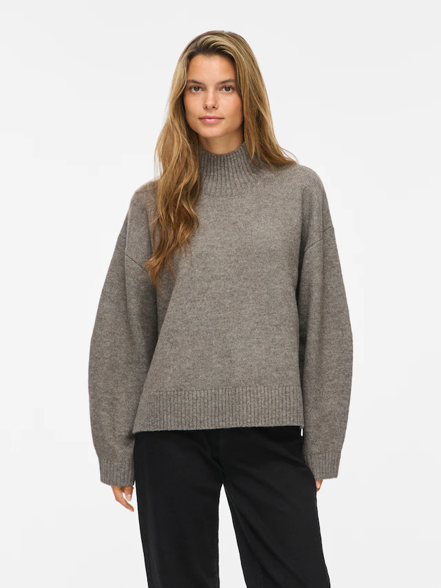Vila Strickpullover »VISIA L/S HIGH NECK KNIT PULLOVER-NOOS« Materialmix, oversize