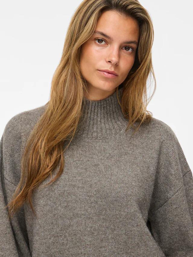 Vila Strickpullover »VISIA L/S HIGH NECK KNIT PULLOVER-NOOS« Materialmix, oversize