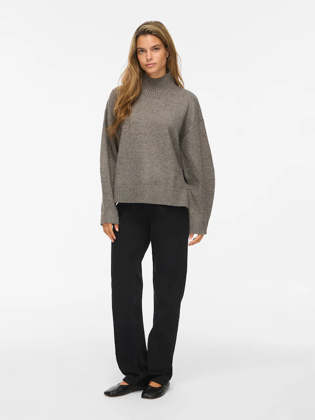 Vila Strickpullover »VISIA L/S HIGH NECK KNIT PULLOVER-NOOS« Materialmix, oversize