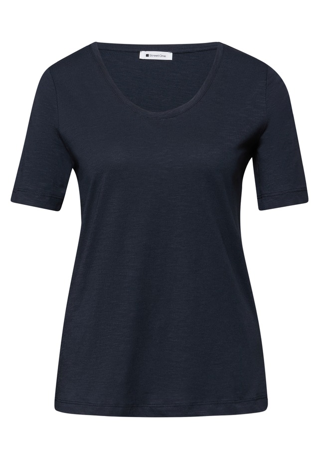STREET ONE T-Shirt mit abgerundetem V-Ausschnitt
