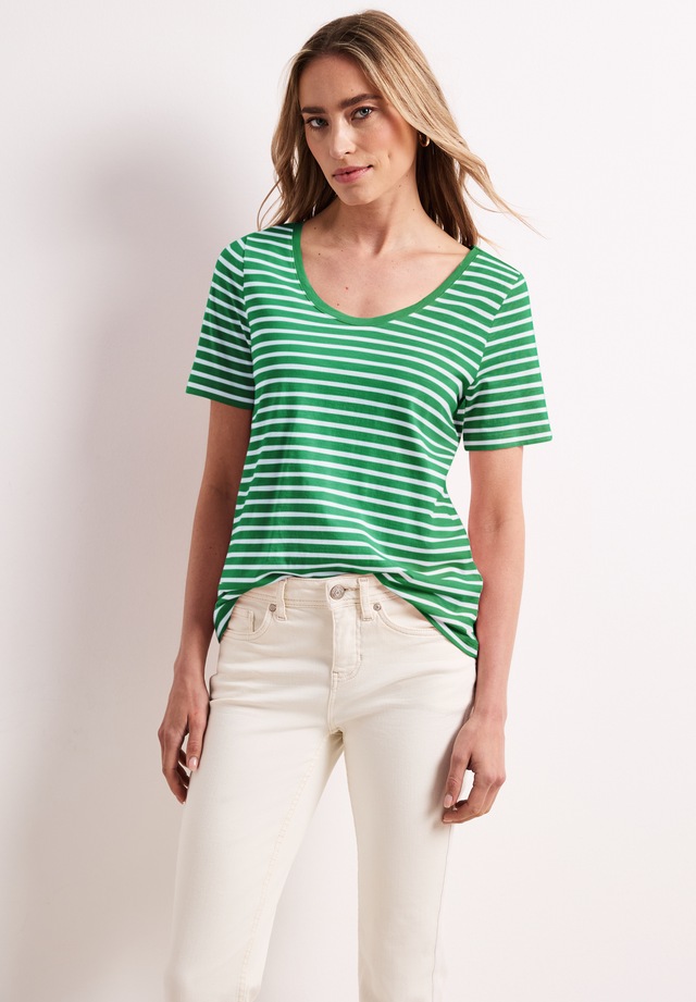 STREET ONE T-Shirt mit abgerundetem V-Ausschnitt