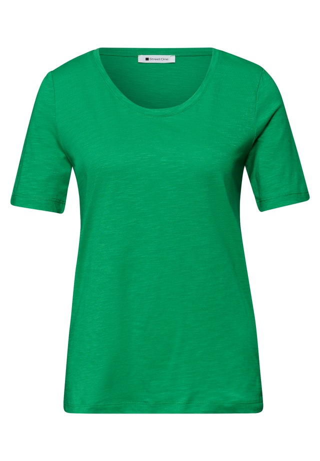 STREET ONE T-Shirt mit abgerundetem V-Ausschnitt