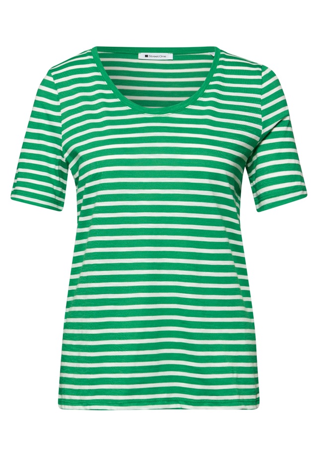 STREET ONE T-Shirt mit abgerundetem V-Ausschnitt